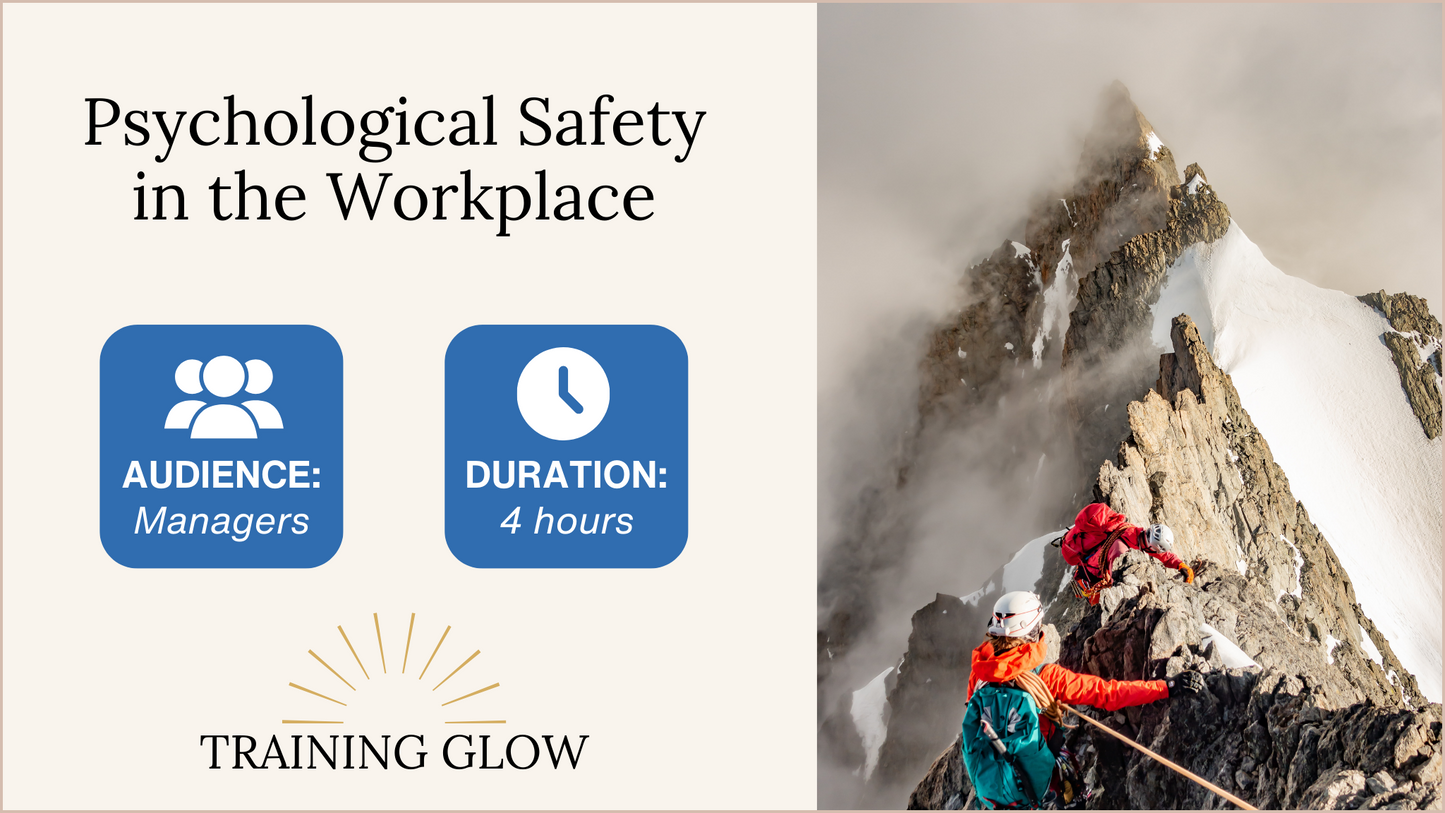 Cover image for psychological safety course showing people climbing mountain